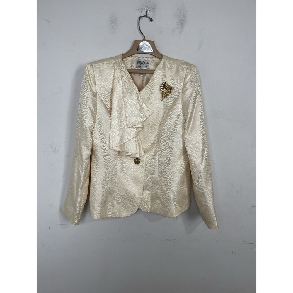 Tally Taylor‎ Womens Blazer 12 Ivory Mother Grandmother Bride Wedding Vintage